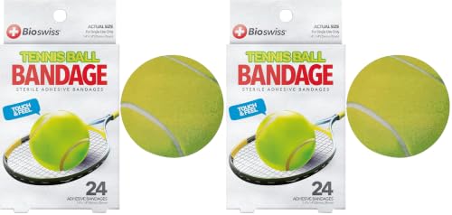 BioSwiss Bandages, Tennis Ball Shaped Self Adhesive Bandage Set, Latex Free, Sterile Wound Care, 24 Count (Pack of 2) - size: 24-Count Box (Pack of 2), style: Tennis