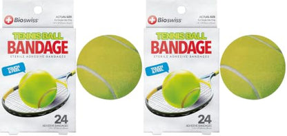 BioSwiss Bandages, Tennis Ball Shaped Self Adhesive Bandage Set, Latex Free, Sterile Wound Care, 24 Count (Pack of 2) - size: 24-Count Box (Pack of 2), style: Tennis