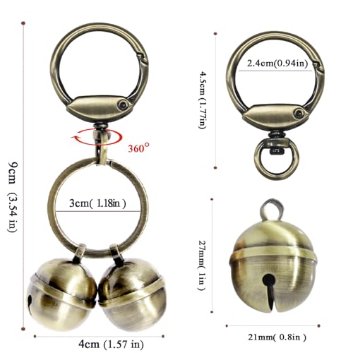 2 Extra-Loud Copper Dog Bells for Medium-Large Dog Collars - color: Glossy Bronze, size: Large