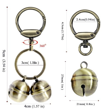 2 Extra-Loud Copper Dog Bells for Medium-Large Dog Collars - color: Glossy Bronze, size: Large