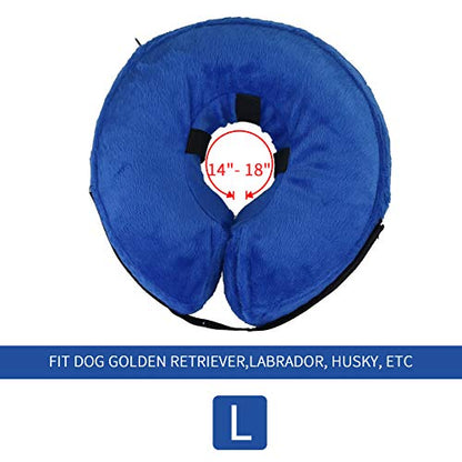 MCHY Inflatable Dog Cone,Adjustable Recovery Collar for Dogs After Surgery,Prevent from Biting & Scratching,Not Block Vision (Blue, L-Neck 15''- 20'') - color: Blue, size: L-Neck 15"- 20"