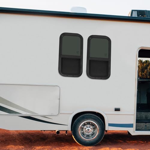Vertical Sliding Black RV Window for Teardrop, Cargo, Horse Trailer, Marine Camper Window Replacement,12" Wide x 24" Tall, 2 Pack (12"x24") - size: 12"x24"