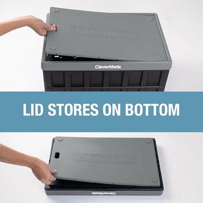 CleverMade Collapsible Storage Bins With Lids, 62L 3 Pack, 100 lb, Obsidian - color: Obsidian, size: 62L - 3 Pack