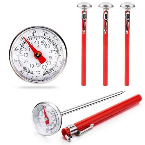 3Pack Immediate Read High Precision Food Thermometer 1 inch Staineless Dial Pocket Thermometer for Milk Frothing, Coffee, Baby Bottles, Meat and Other Food and Drink