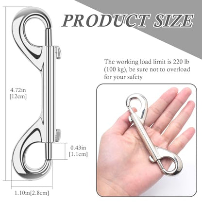 ERKOON Extra Large 4.7 inch Double Ended Bolt Snaps Hooks 220lbs Load Capacity Zinc Alloy Buckles for Cats Dogs Horses Heavy Duty Trigger Snap for Water Bucket/Horse Feed/Hammocks/Key Chain (2 Pack) - size: 2 Pack