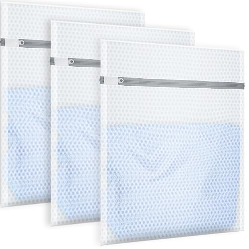 3Pcs Honeycomb Mesh Laundry Bags for Delicates, 12 x 16 inches Lingerie Bags for Washing Delicates(3 Medium)
