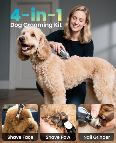 oneisall Dog Clippers for Grooming Thick/Matted Hair, 4-in-1 Grooming Kit