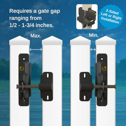 Weatherables Keystone 2-Sided Key-Lockable Gate Latch – Zinc Diecast Metal Heavy Duty Gate Latch with Self-Latching Gate Lock, Made for Easy Installation on Metal, Wood & Vinyl Fences, Keyed Alike - style: 2-Sided Metal