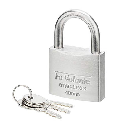 Stainless Steel Pin Tumbler Padlock, 304 Marine Series, Weatherproof Padlock for Outdoor use, 1-9/16 inch Wide Body, Keyed Different - Stainless Steel Body & Shackle - color: FUPS140