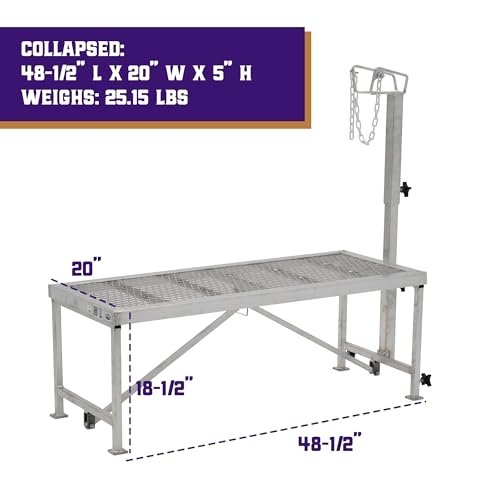 Weaver Livestock Narrow Trimming Stand 20”, Aluminum Adjustable Headpiece, Stable Base & Rounded Edges, Professional Livestock Grooming Table for Show Prep