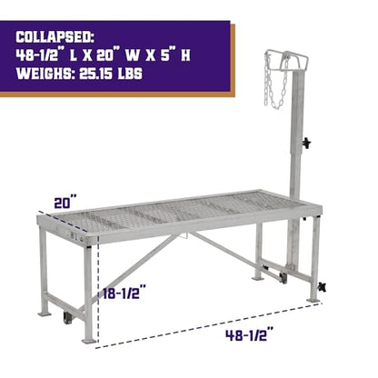 Weaver Livestock Narrow Trimming Stand 20”, Aluminum Adjustable Headpiece, Stable Base & Rounded Edges, Professional Livestock Grooming Table for Show Prep