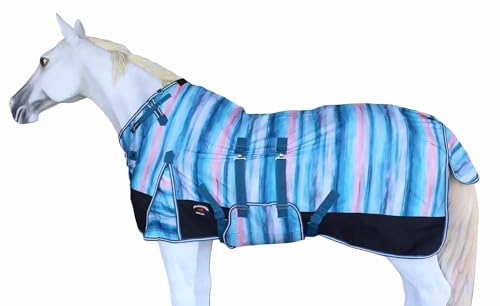 76" Horse Turnout Waterproof Fleece Lined Medium Winter Blanket Serape 3B110 - color: Turquoise Rustic, size: 76 inches