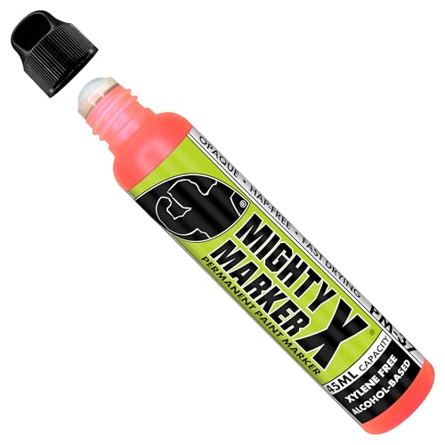 PM-37 Industrial Dauber Paint Marker - 18mm Wide Tip for Metal, Glass & Non-Porous Surfaces - Xylene Free, 45ml Capacity - Fl. Orange - color: Fl. Orange