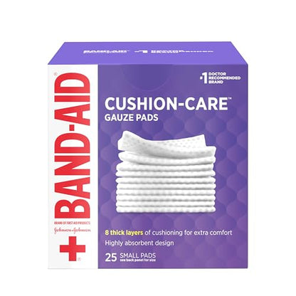BAND-AID Brand Cushion-Care Gauze Pads, Small Size, 2 in x 2 in, 25 x 3 Ct - size: 2x2 Inch 25ct (Pack of 3)