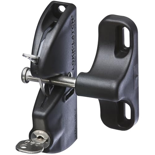 National Hardware LokkLatch Keyed Gate Latch, Polymer, Adjustable, Black | Key-Lockable Latch with Stainless Steel Components, 4-9/16 in Gap Range, Fits Wood, Metal and Vinyl Gates