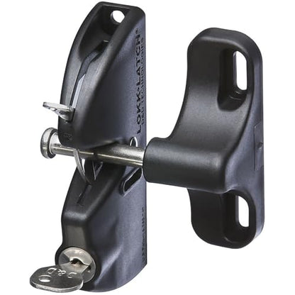 National Hardware LokkLatch Keyed Gate Latch, Polymer, Adjustable, Black | Key-Lockable Latch with Stainless Steel Components, 4-9/16 in Gap Range, Fits Wood, Metal and Vinyl Gates