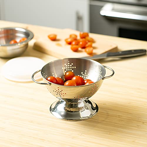 RSVP International Endurance Kitchen Collection Colander Strainer, Mini, Pierced Stainless Steel - size: Mini