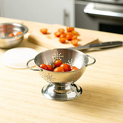 RSVP International Endurance Kitchen Collection Colander Strainer, Mini, Pierced Stainless Steel - size: Mini