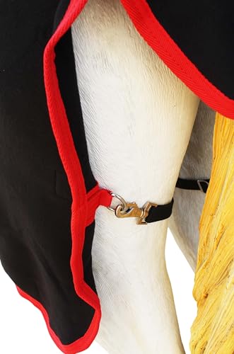 82" Horse Sheet Polar Soft Fleece Cooler Exercise Blanket Liner Contoured 4385N - color: Black / Red-White Trim, size: 82 inches