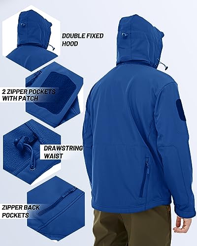TACVASEN Men's Tactical Softshell Jacket Winter Soft Warm Fleece Lined - color: Blue, size: Small