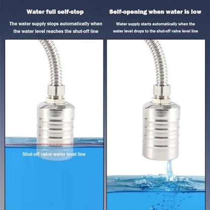 304 Stainless Steel Automatic Float Valve - Fully Automatic Water Level Control, 1/2'' to 3/4'' for Tanks, Pools, Livestock Troughs