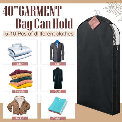 Briwooody Cotton Linen Garment Bags, 2 Sets, Moth Protection, Black - color: Black