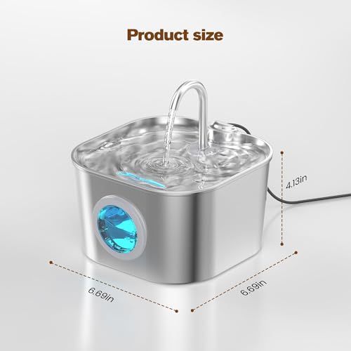 Cat Water Fountain Stainless Steel: Pet Fountains for Cats/Dog Indoor 74oz