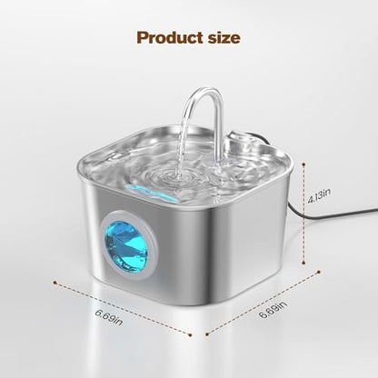 Cat Water Fountain Stainless Steel: Pet Fountains for Cats/Dog Indoor 74oz
