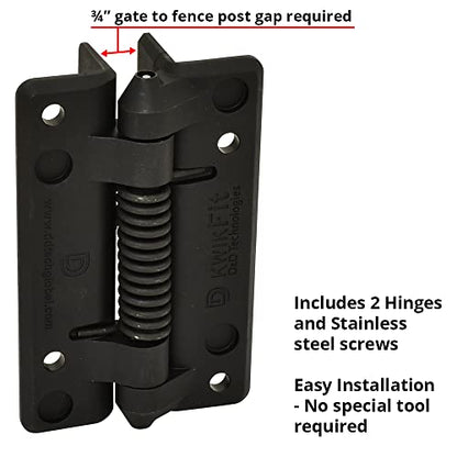 D&D KF3SPS KwikFit Gate Hinge, Self-Closing, Square Gates, Black, 2 pcs