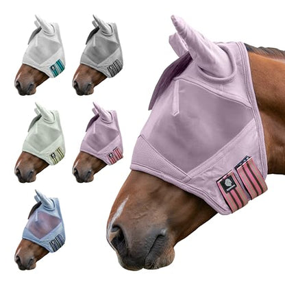 Equinavia Algard Soft Mesh Horse Fly Mask with Ears, 45 SPF UV Protection - color: Sweet Pink, size: Cob