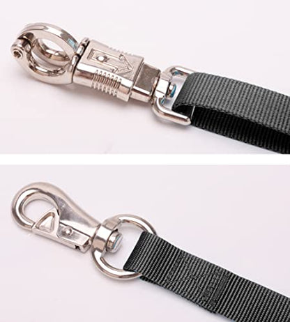 Adjustable Nylon Cross Tie for Horse（2 Pack）- with Strong Panic Snap and Bull Snap, Adjusts Length from 44.6" to 78.5" (Black)
