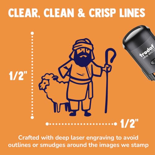 Biblical Shepherd Sheep Staff Crook Self-Inking Rubber Stamp Ink Stamper for Stamping Crafting Planners - 1/2 Inch Mini - Red Ink - color: Red, size: 1/2 Inch Mini
