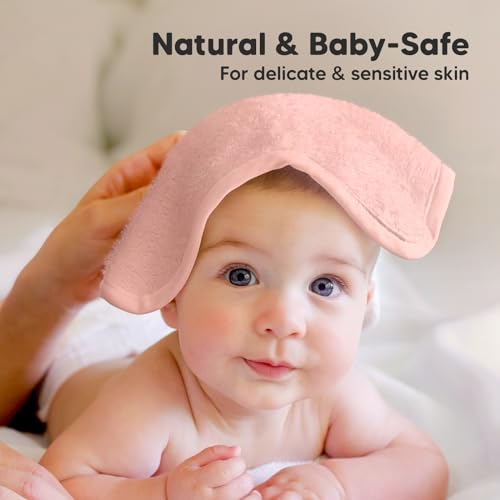 Baby Hair Brush and Comb Set for Newborn and Baby Washcloths Bundle - Natural Wooden Hairbrush with Soft Goat Bristles for Cradle Cap (Oval, Blush) - Baby Towels and Washcloths (Blush Pink)