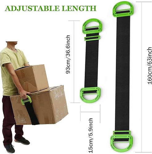 Moving Straps,2 Pack 1-Person Adjustable Handle Moving Lifting Strap for Moving Furniture, Appliances, Objest Up to 600lbs - color: Green-1Person Straps