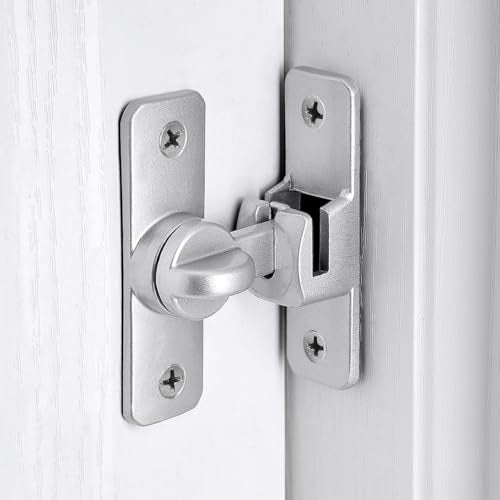 Silver Aluminum Alloy Gate Lock,90/180 Degree Barn Door Latch - color: Silver