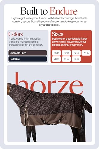 Horze Glasgow Waterproof Turnout Blanket - Lightweight Combo, Neck Cover - color: Chocolate Plum, size: 84 in