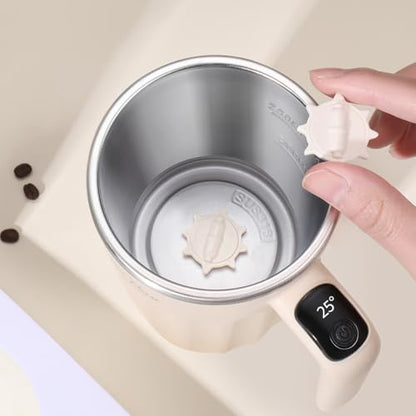 Drink Stirrer,Self Stirring Mug,Self Stirring Coffee Mug,Suitable for Coffee, Milk, Cocoa and Other Beverages Stainless Steel Vacuum Insulated Tumbler with Lid (Cream White, 12 Ounces) - color: Cream White
