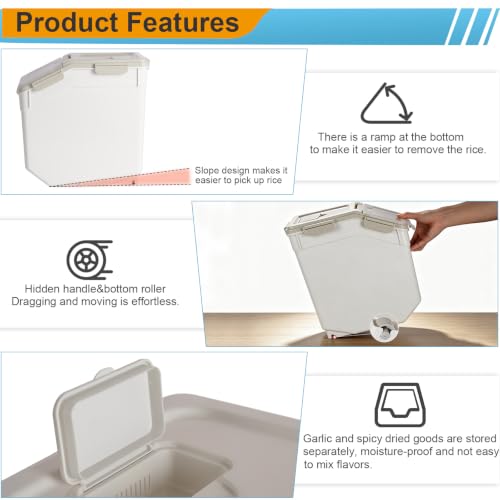 RUIAN Flour Storage Container 50lb Airtight Food Storage Bin(Gray,4pcs) - color: Gray,4pcs,50lb