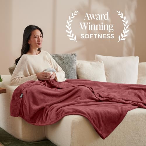 Bare Home Fleece Blanket Luxury Microplush (Full/Queen, Rosewood) - color: 24 - Rosewood, size: Full/Queen