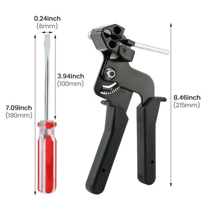 Metal Zip Tie Tool, Adjustable Fastening Cutting Self-Locking Stainless Steel Tie Wrap Cutter and Free Release Tool for Repair Fences, Exhaust Pipes, Chain Links, Head Wrap