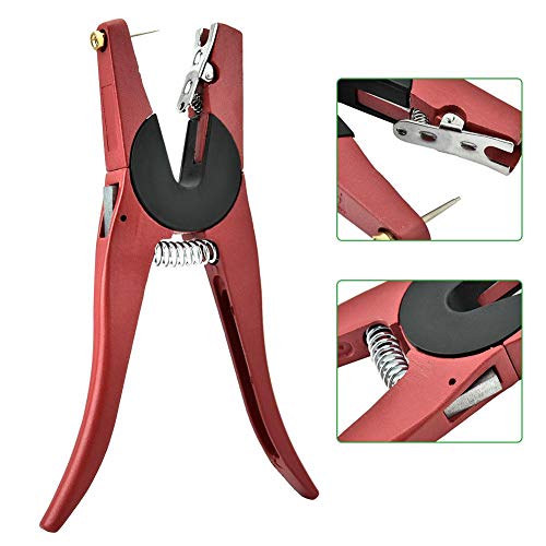 HEEPDD Livestock Ear Tag Plier, Alloy Animal Ear Tag Install Tool, Red