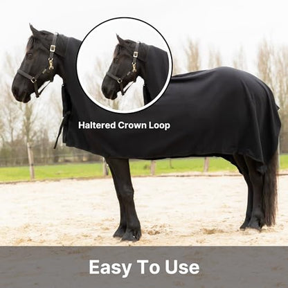 RESISTANCE Long Lasting & Warm Soft Fleece Square Cooler for Horse (90"x80", Black) - color: Black