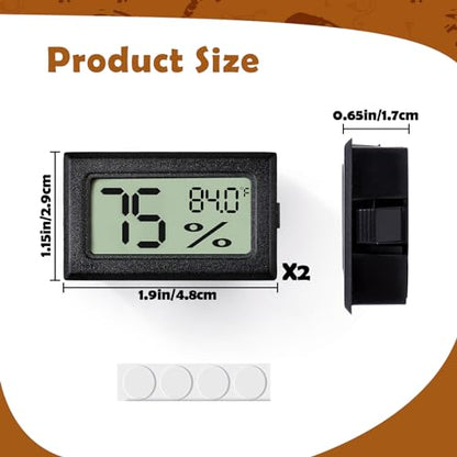 Reptile Thermometer and Humidity Gauge,2PCS Digital Hygrometer Adhesive Reptile Terrarium Hydrometer,Bearded Dragon Tank Accessories,Pet Humidity Meter Supplies for Leopard Crested Gecko,Snake,Lizard - size: 2PCS Rectangular