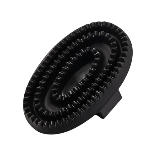 Rubber Curry Comb with Handle, Grooming Brush for Dogs, Cats & Horses - color: Rubber Curry Comb
