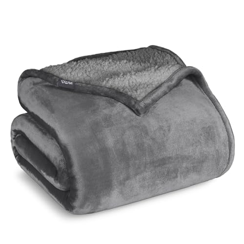 Bare Home Sherpa Fleece Blanket (Twin/Twin XL, Grey with Grey Sherpa) | Reversible Blanket for Bed, Sofa, and Couch, Warm & Lightweight, Fluffy & Soft - color: 06 - Grey - Grey, size: Twin/Twin XL