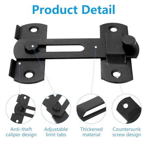 2 Pack Premium Barn Door Lock, 4-Inch Sliding Door Latch, Black - color: Black