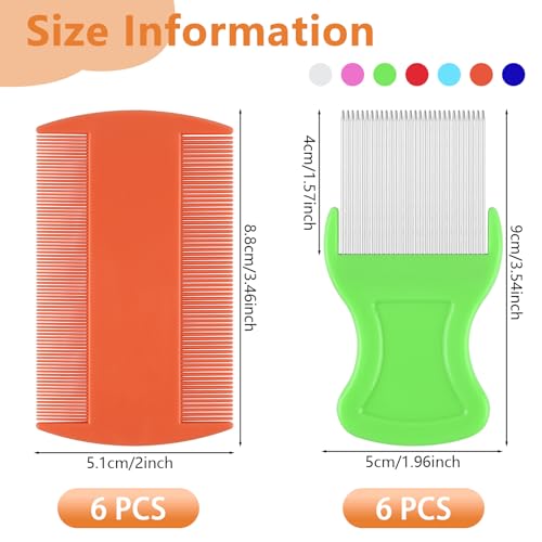 12 Pcs Lice Comb, Lice Comb for Kids, Dandruff Comb, Nit Comb