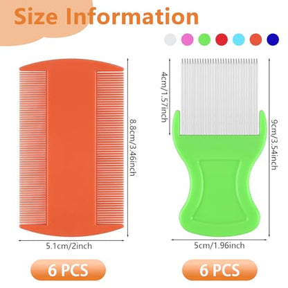 12 Pcs Lice Comb, Lice Comb for Kids, Dandruff Comb, Nit Comb