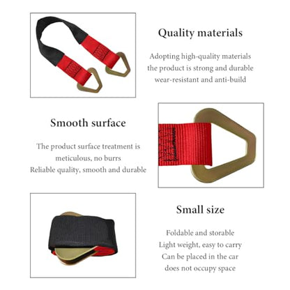 DXNQ 2" × 29" Premium Axle Tie Down Strap with D Rings, Heavy Duty Axle Strap with Protective Sleeve Working Load Limit 6614 Lbs, High Tension Axle Strap for Securing Car Transport (Red) - color: Red