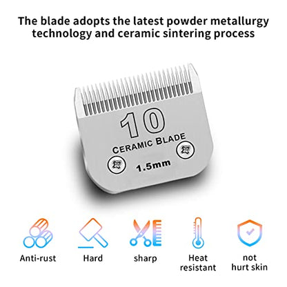 10# Dog Grooming Ceramic Blades,Compatible with Andis,Oster A5,Wahl KM10 | Size 10# Detachable Ceramic Blade 1/16-Inch 1.5MM Cut Length,3 Pack - size: 3pc 10:1/16''(1.5mm)